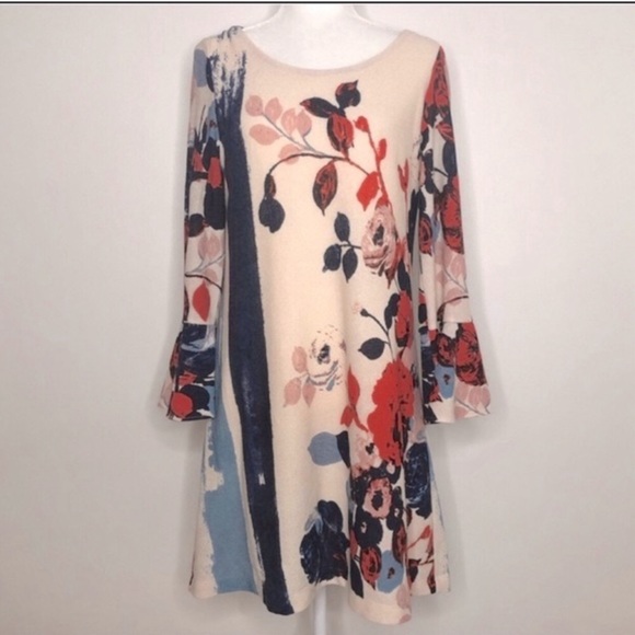 Anthropologie x Maeve women’s Anthousai floral knit bell sleeve dress, Medium - Picture 3 of 8